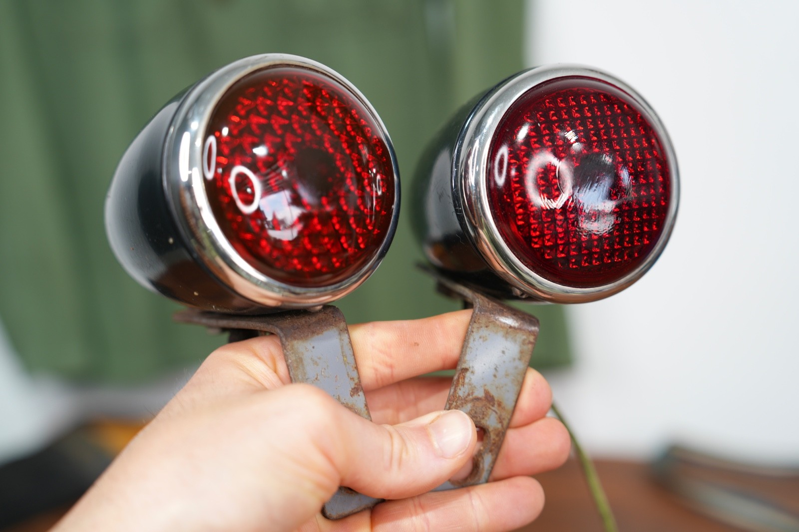 Vintage 1937 Ford Taillight Bullet Lamps Glass Lens Rat Hot Rod w/ Bracket