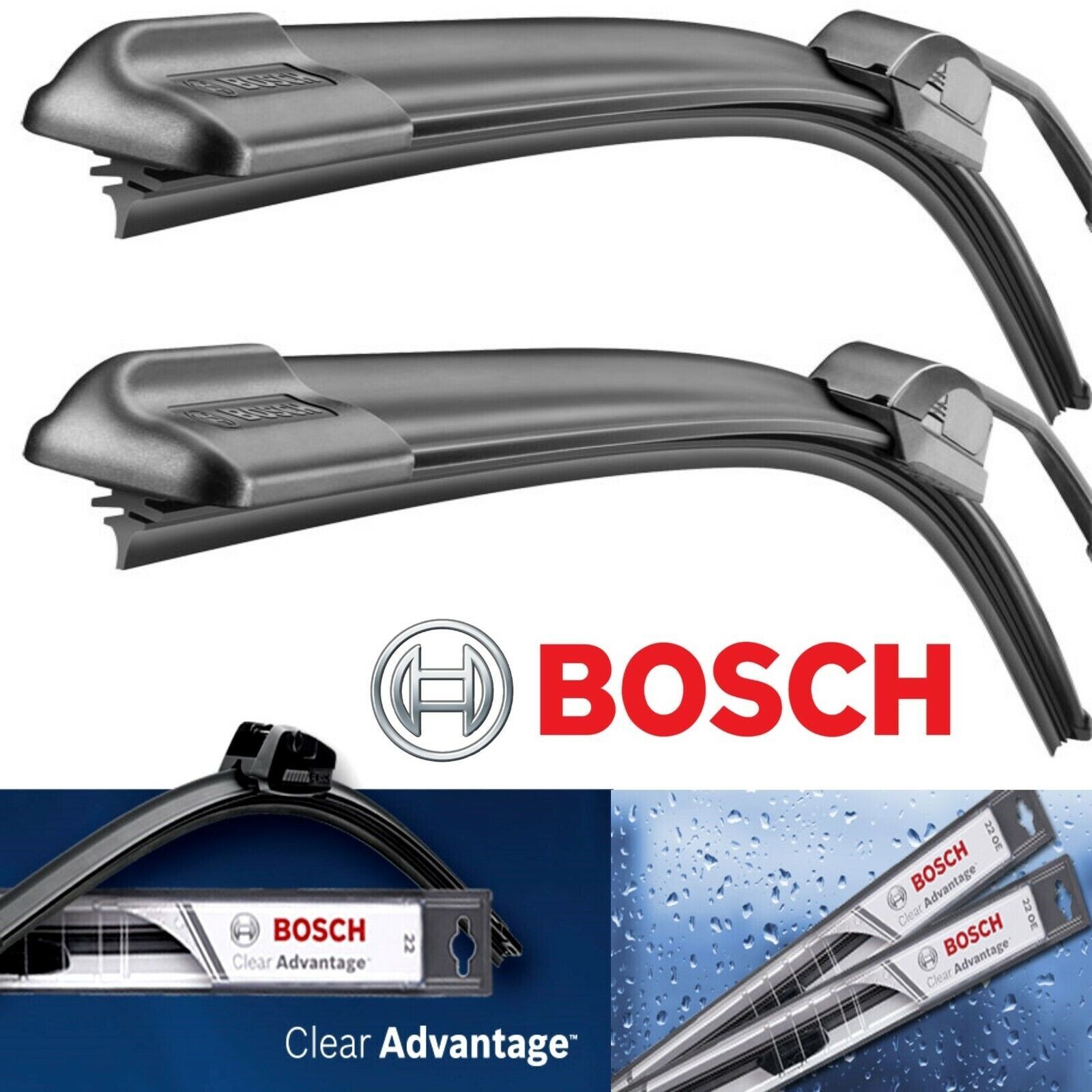 2 Bosch Clear Advantage Wiper Blade Size 24 / 20 Front Left and Right