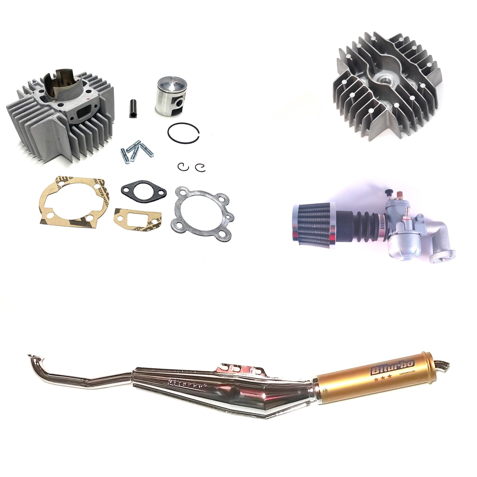 PUCH 70cc 45mm Hi Performance Big Bore Complete Kit w Exhaust for ZA50 E50 moped