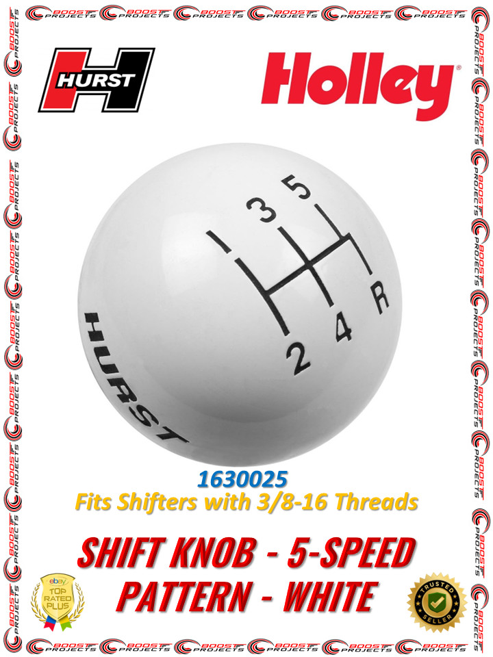 Hurst High Gloss White High Strength Plastic Shift Knob - 5-Speed Pattern Hurst High Gloss White High Strength Plastic Shift Knob - 5-Speed Pattern