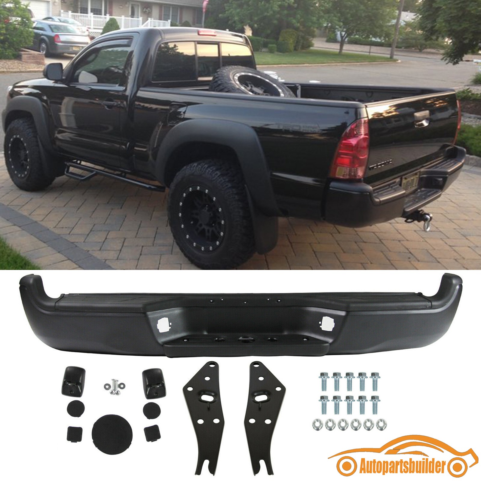 NEW Black Steel Rear Bumper Assembly For 2005-2015 Toyota Tacoma Pickup