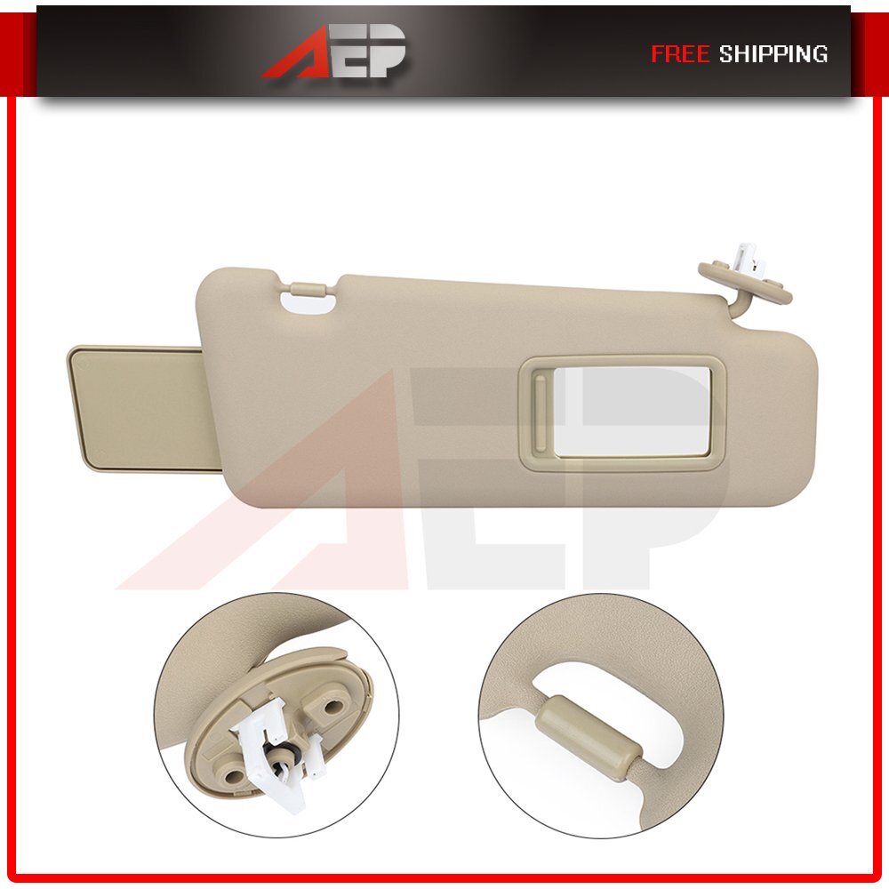 Beige Passenger Right Side Sun Visor Fits 2008-2013 Toyota Highlander W/ Sunroof