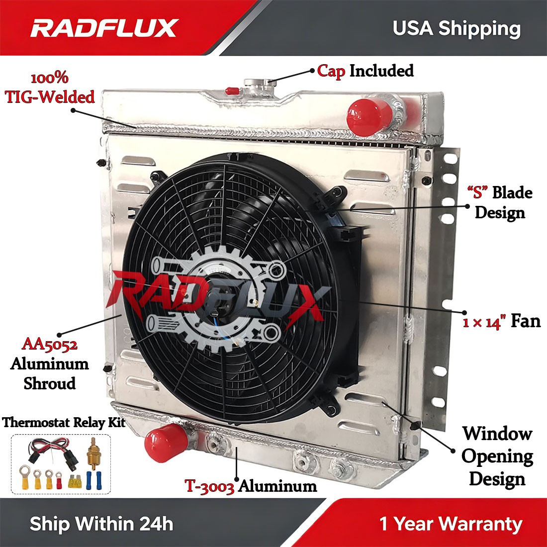 339 Radiator w/Shroud Fan Fits V8 Ford Mustang Torino/Fairlane Cougar 1967-1970