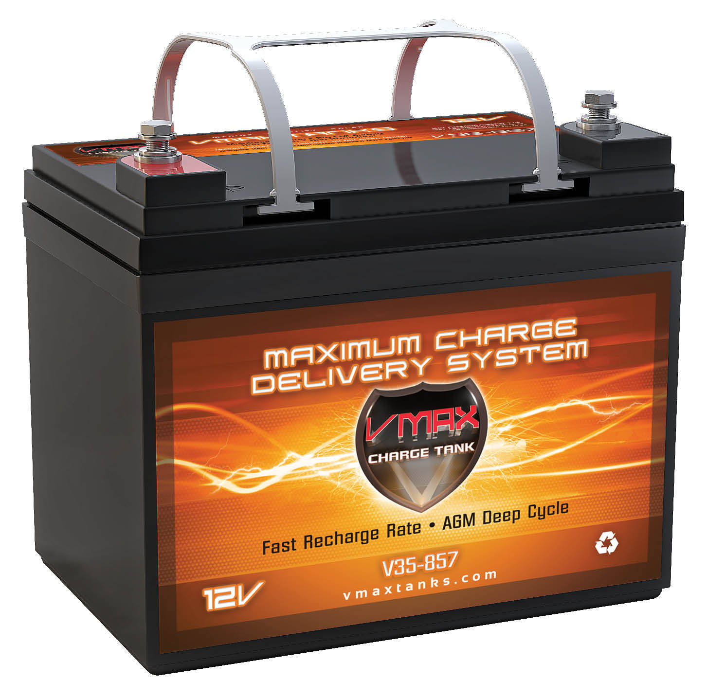 VMAX V35-857 12V AGM marine Battery for 18-35LB Cobra & MINNKOTA Trolling Motors