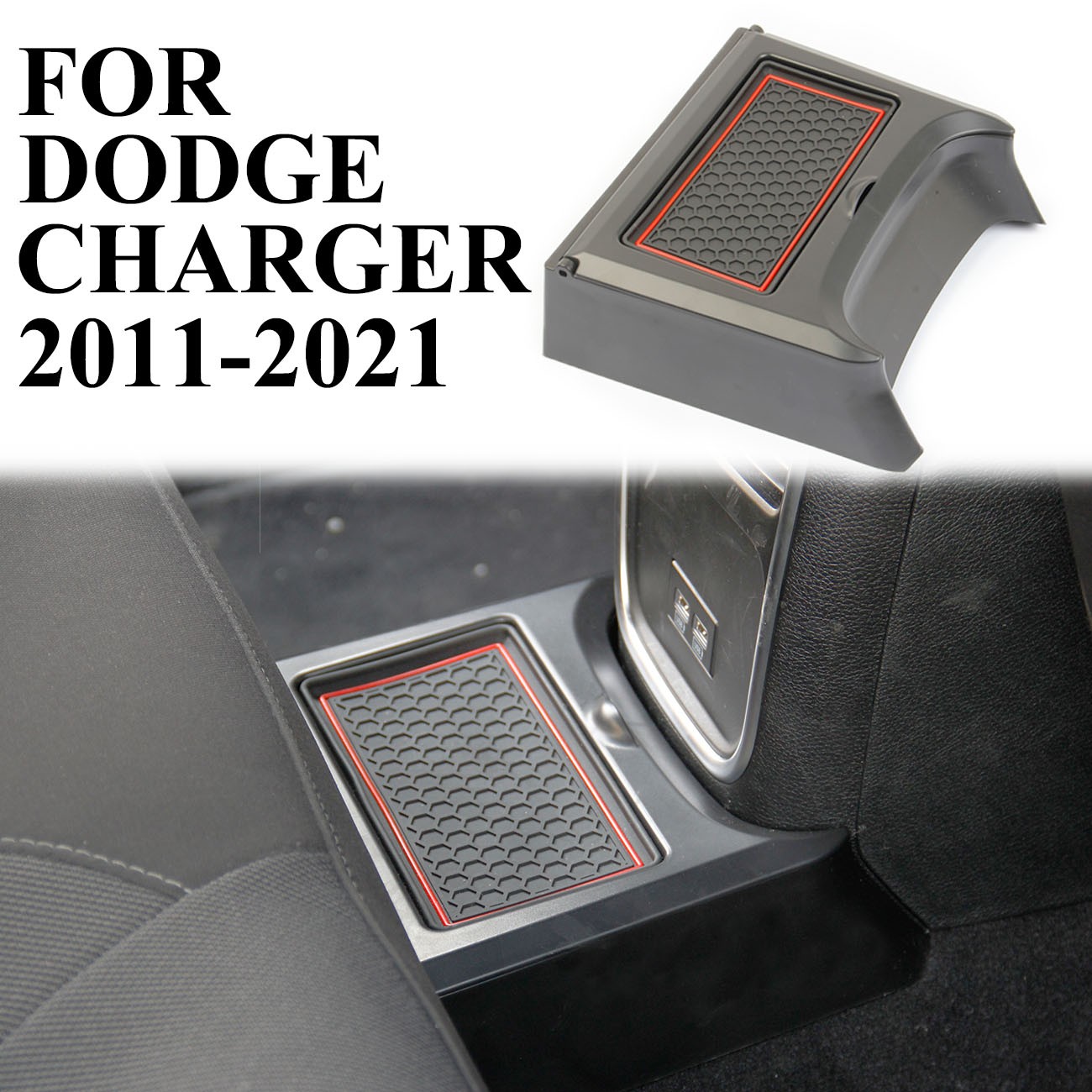 Inner Rear Row Seat Center Corridor Aisle Storage Box Upgrade for Dodge Charger