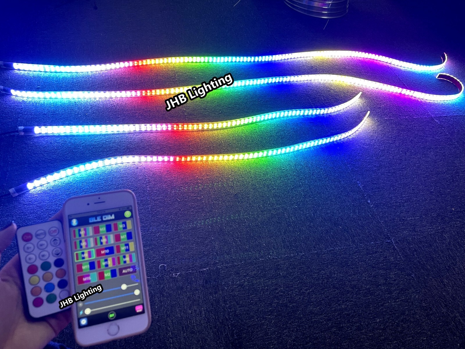 JHB 2x 4FT + 2x 6.5FT DOUBLE ROW RGB & CHASING Flow LED Underglow Strips Lights