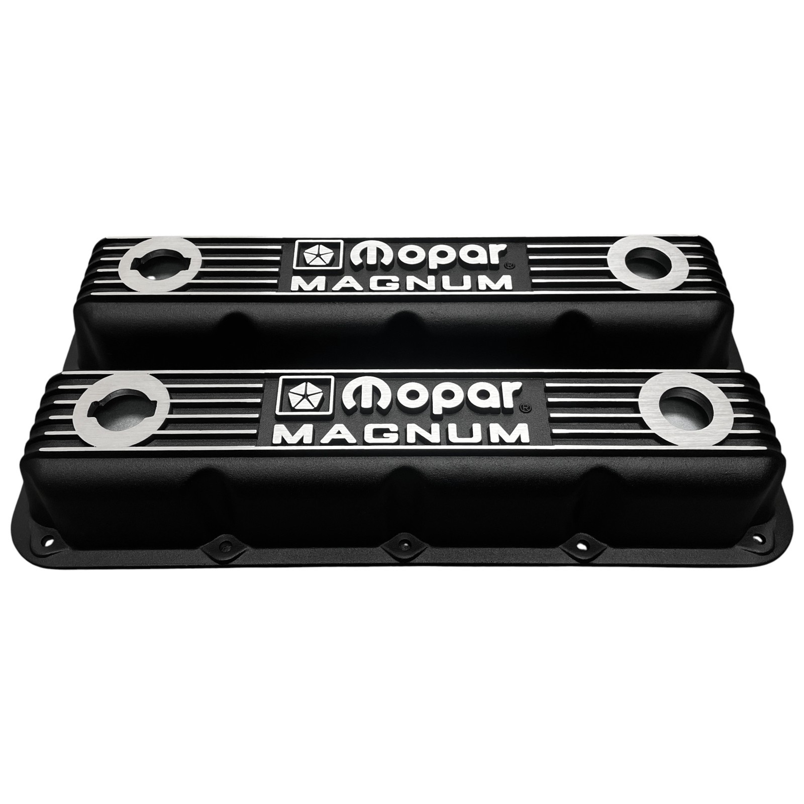 NOS Mopar MAGNUM Black Finned Valve Cover Set,  5.2L / 5.9L V8
