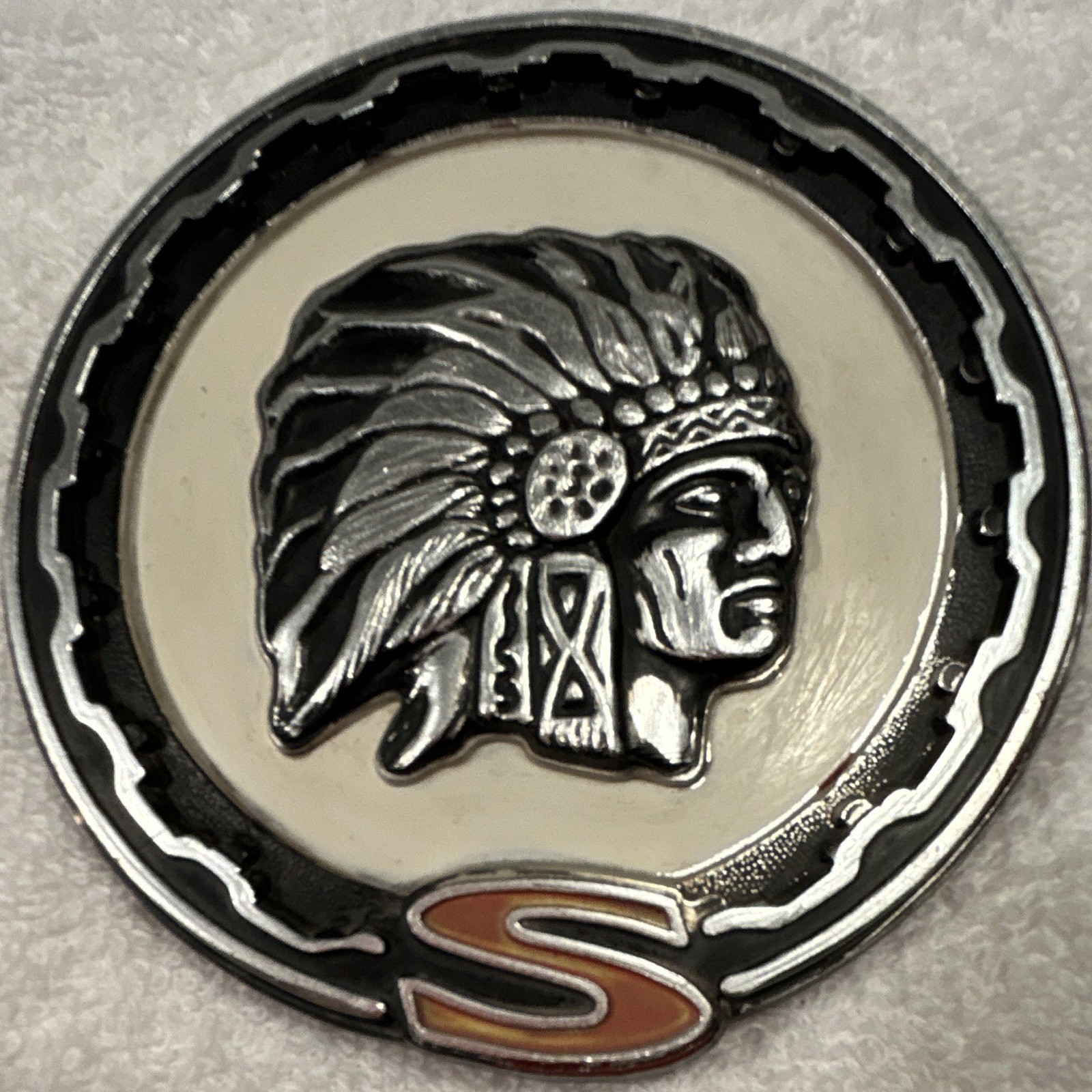 Vintage OEM 1975-1980 Jeep Cherokee Chief S C-Pillar Metal Emblem Badge 4.5”