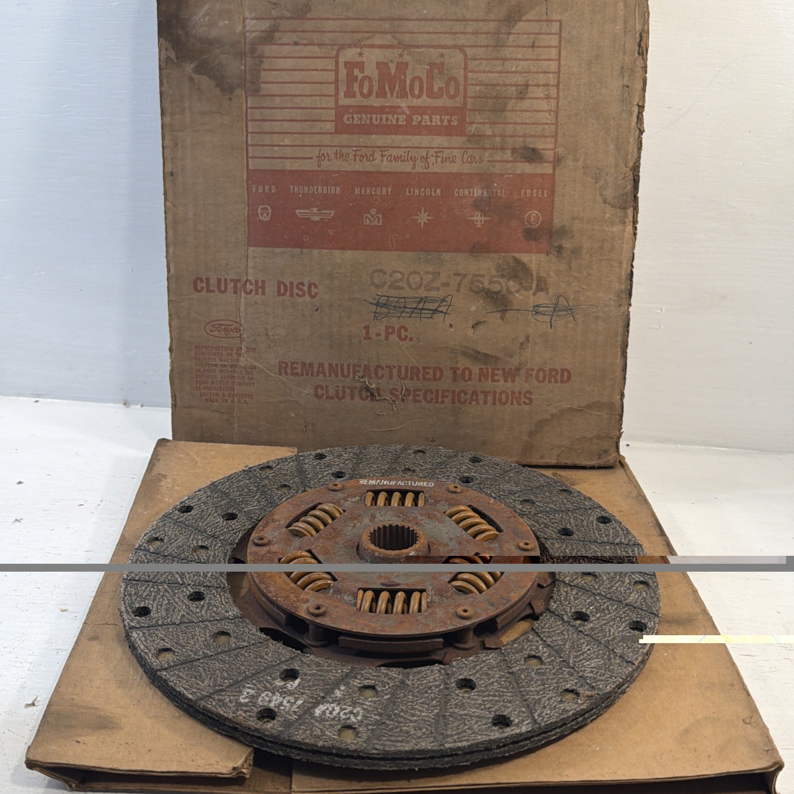 NOS OEM Ford Clutch Disc Assembly C2OZ-7550-A Remanufactured 1962-65 Fairlane
