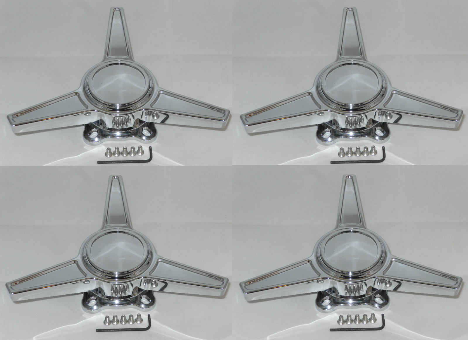 (4) TRIBAR SPINNER KNOCKOFF 2-1/4 or 2-1/8 FITS AMERICAN RACING WHEEL CENTER CAP