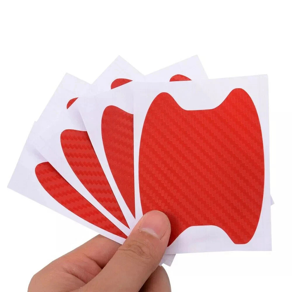 Red Carbon Fiber Car Door Handle Protector Film Anti Scratch Sticker 4PCs Set Red Carbon Fiber Car Door Handle Protector Film Anti Scratch Sticker 4PCs Set