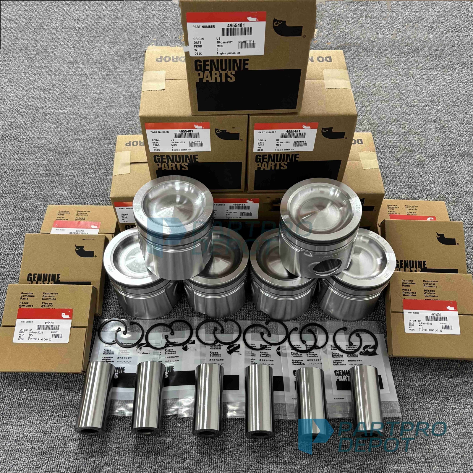 Industrial Performance +.020 Oversized Piston Set Fits Cummins 6.7 24V 4955481