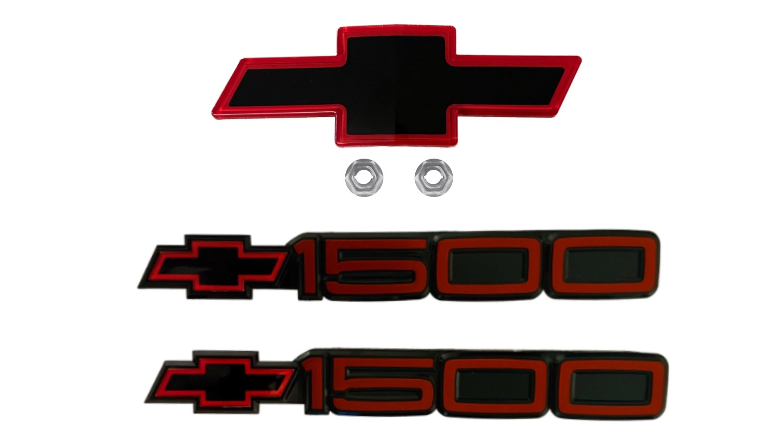 1988-1993 Chevrolet C/K Series 454 SS Red/Black Front and Door Emblems Bundle 1988-1993 Chevrolet C/K Series 454 SS Red/Black Front and Door Emblems Bundle