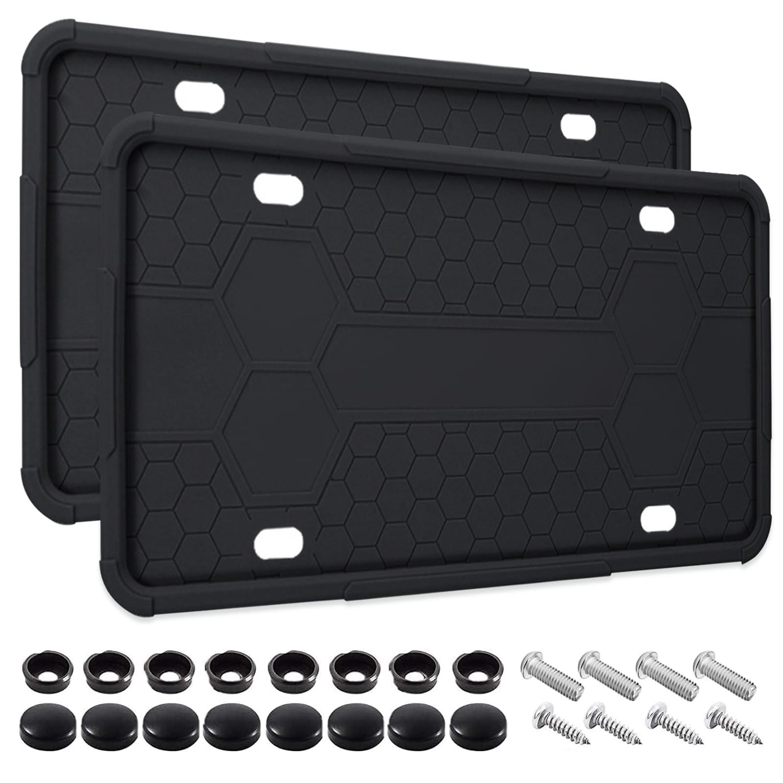 2 Pack Silicone License Plate Frames Black, Car Frame Holder, Black 2 Pack Silicone License Plate Frames Black, Car Frame Holder, Black