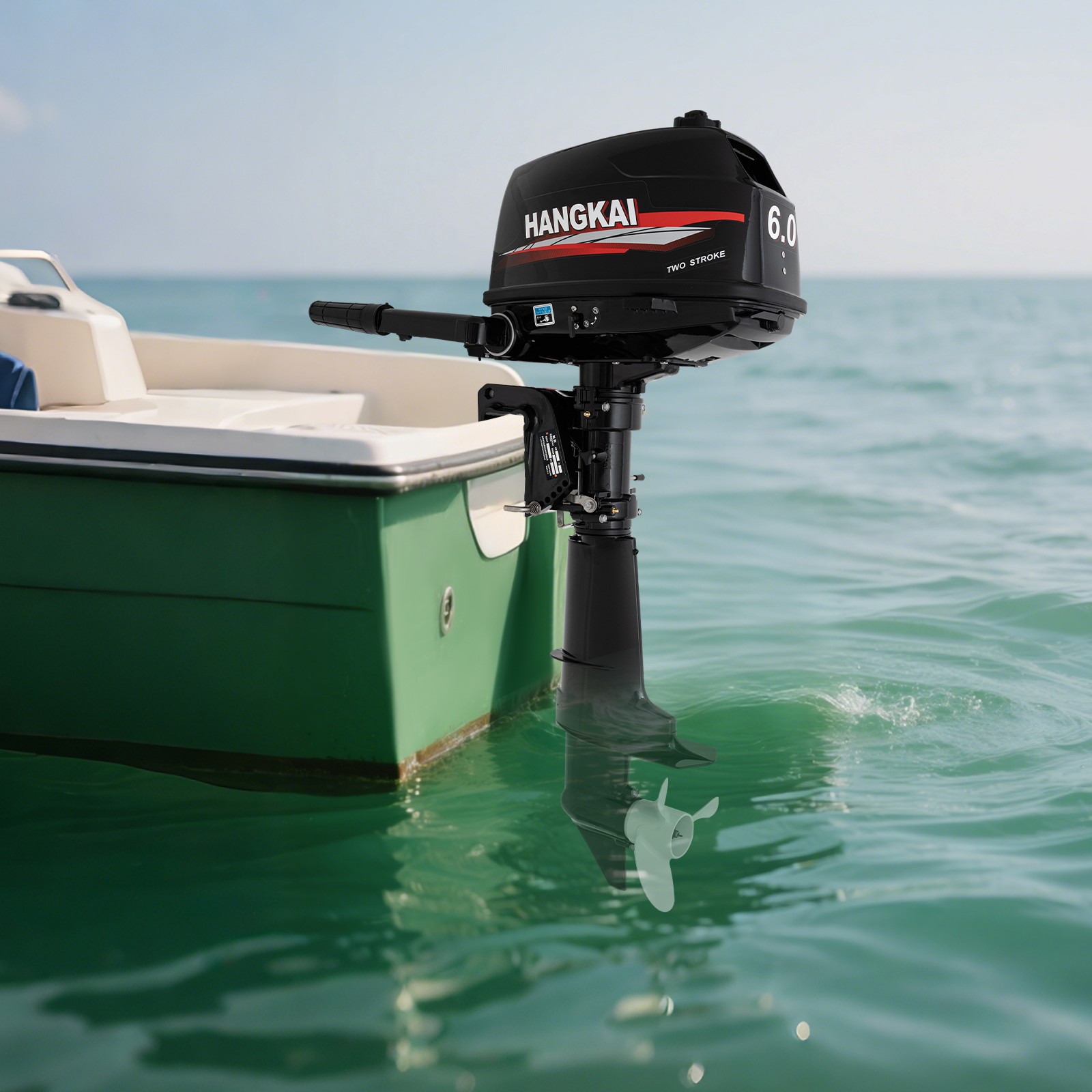 HANGKAI 2-Stroke Outboard Motor 6HP Fishing Boat Engine CDI Water Cooling System