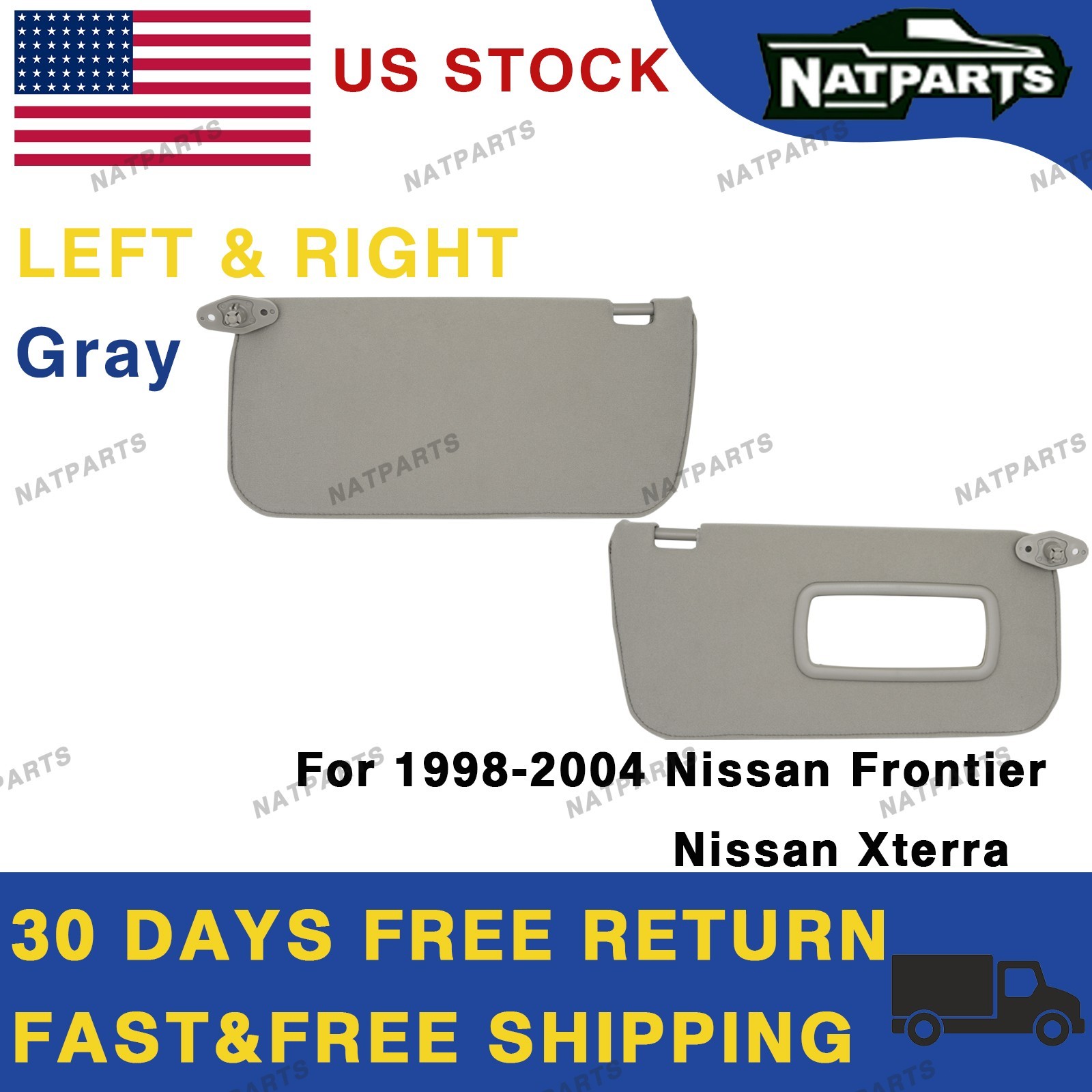 98-04 Nissan Frontier Xterra Gray Pair Side Sun Visor 964017Z823 964007Z823 98-04 Nissan Frontier Xterra Gray Pair Side Sun Visor 964017Z823 964007Z823