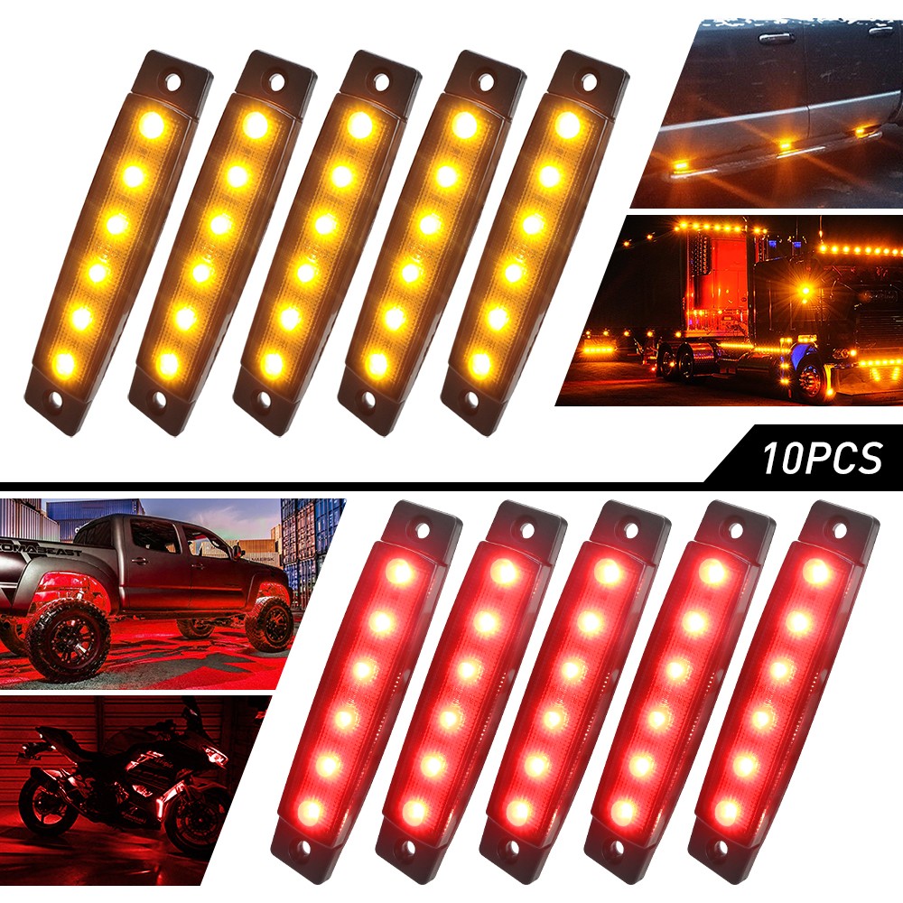 LED Side Marker Amber Red Lights Clearance Light Truck Trailer RV Waterproof 10x