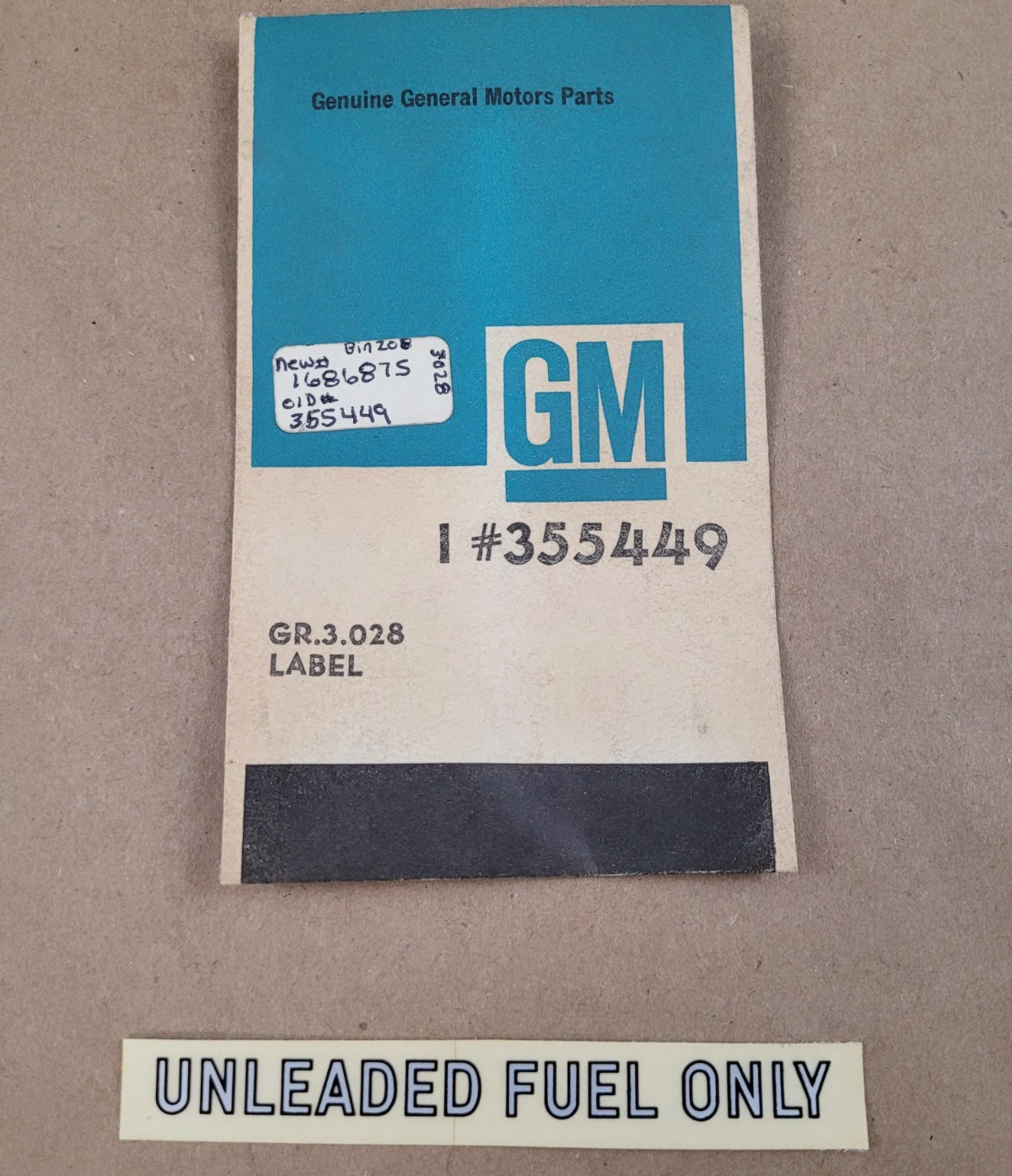 New NOS Genuine GM 335449 Unleaded Fuel Only Stripe/Tape 1960s? 1970s? Vintage