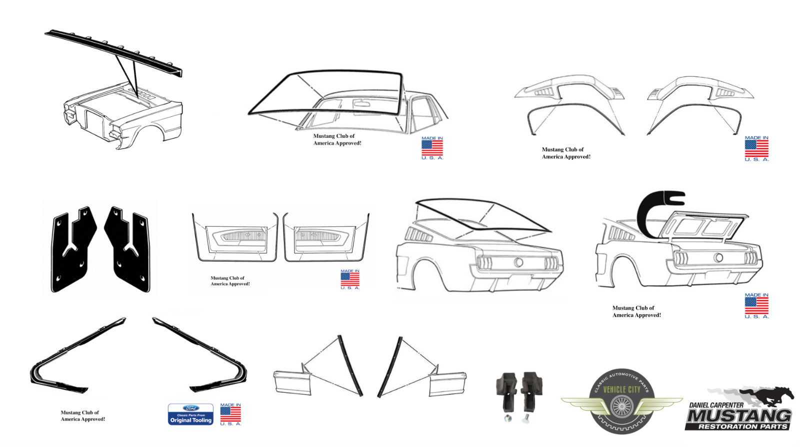 1965-1966 Ford Mustang Fastback Premium Weatherstrip Seal Kit