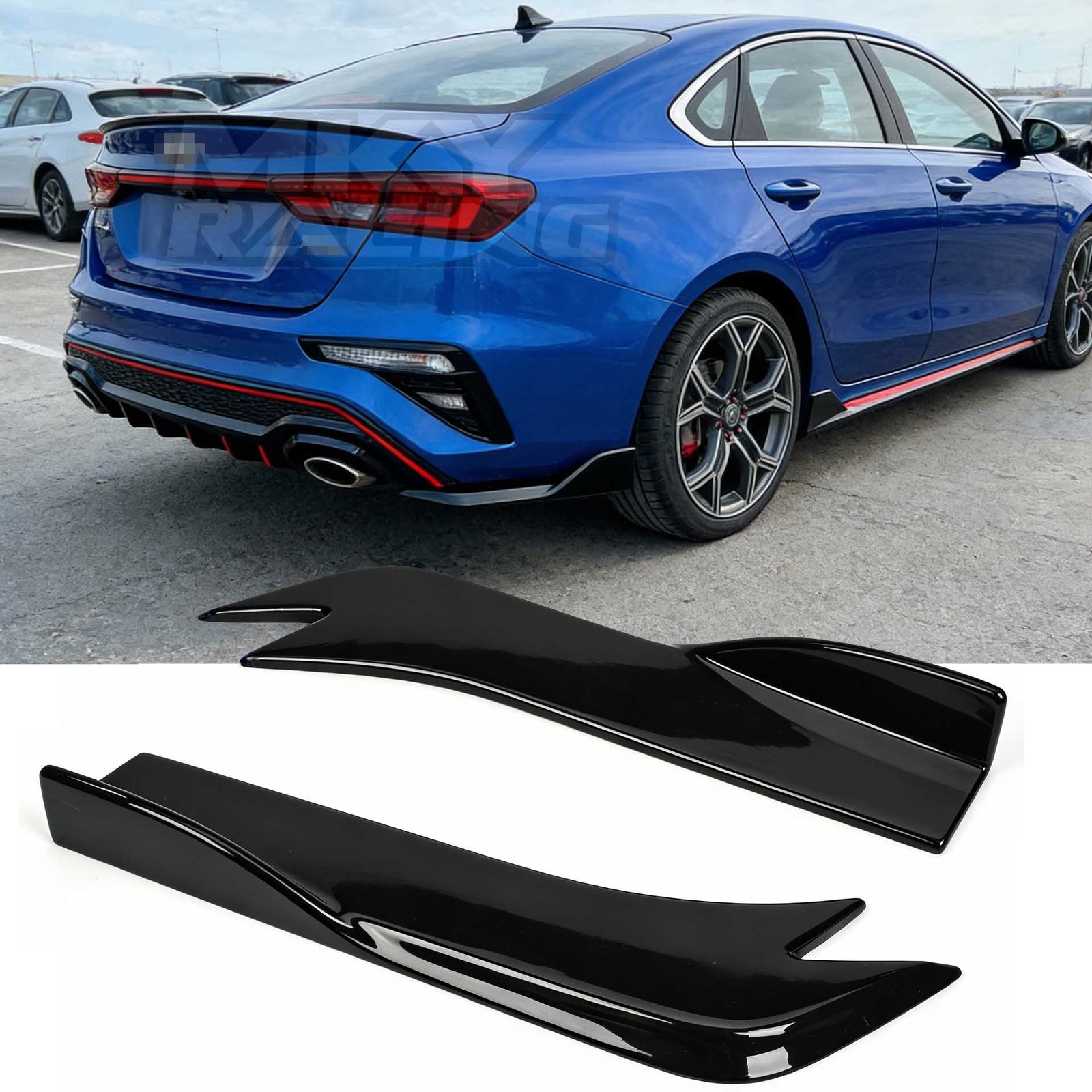 Pair Glossy Black Rear Bumper Diffuser Splitter Canards For Acura Integra