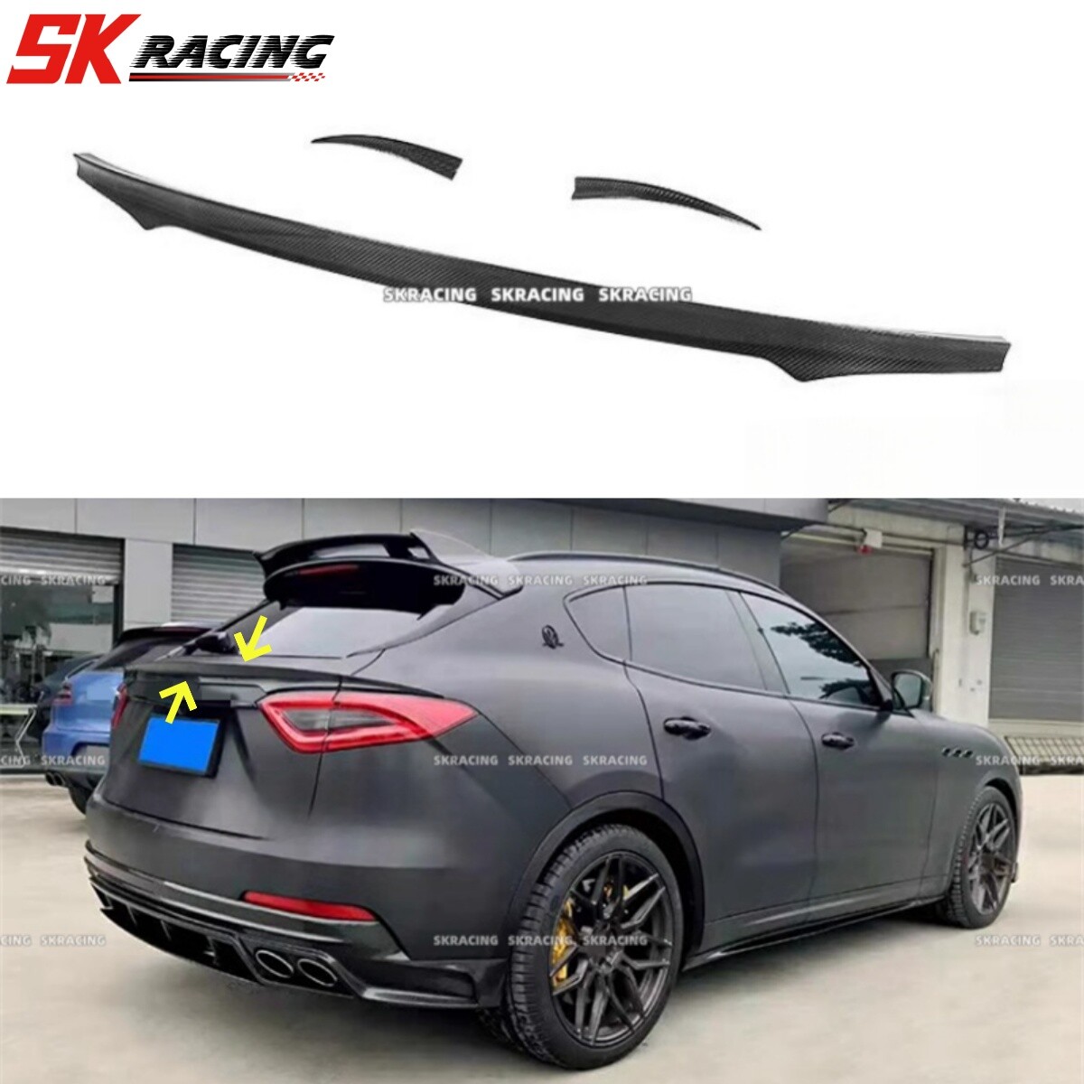 Fits Maserati Levante SUV 2017-20 REAL CARBON FIBER Rear Middle Spoiler Wing Lip Fits Maserati Levante SUV 2017-20 REAL CARBON FIBER Rear Middle Spoiler Wing Lip