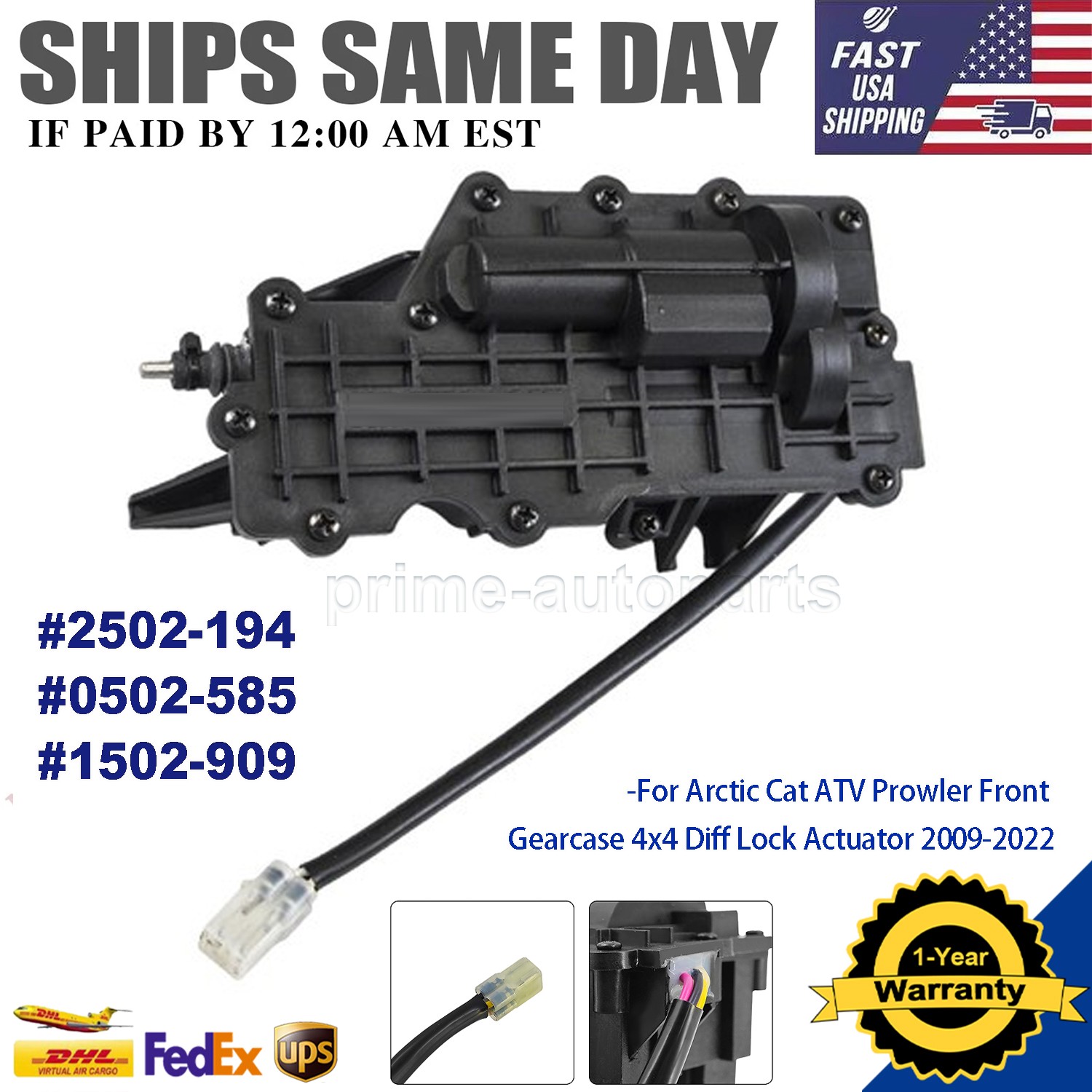 For 2009-2022 Arctic Cat Prowler Front Gearcase 4x4 Diff Lock Actuator 2502-194 For 2009-2022 Arctic Cat Prowler Front Gearcase 4x4 Diff Lock Actuator 2502-194