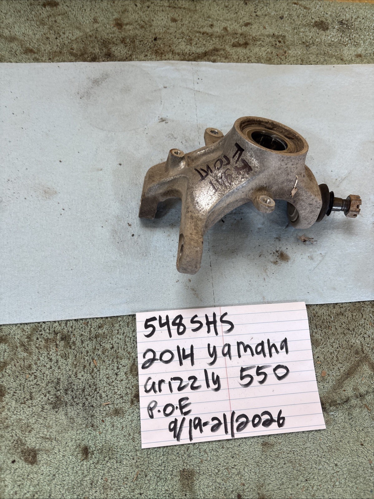 2014 Yamaha Grizzly 550 Right Front Steering Spindle Knuckle 548