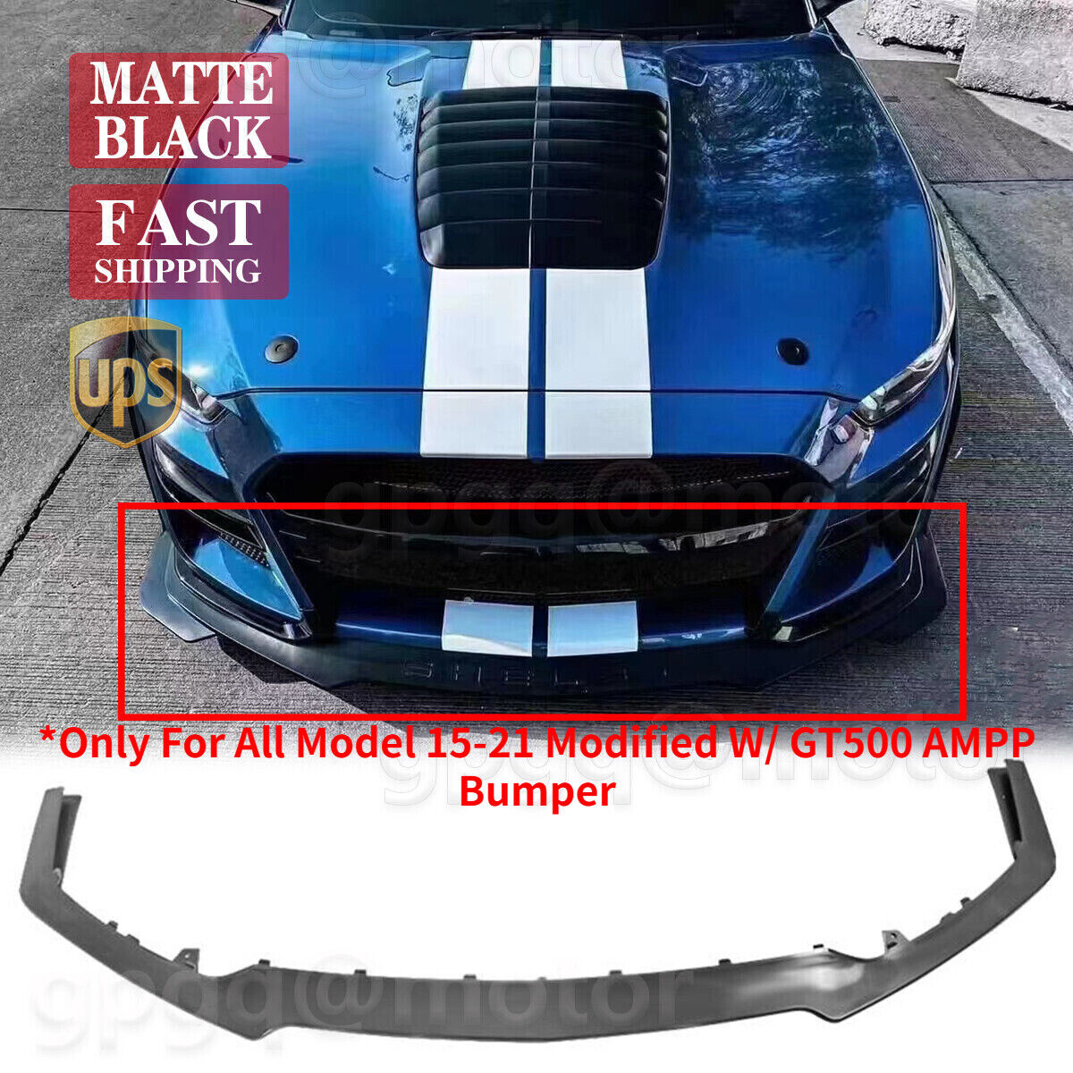 Fit For Ford Mustang GT500 AMMP Style Bumper 2014-2021 Front Replacement Lip Kit