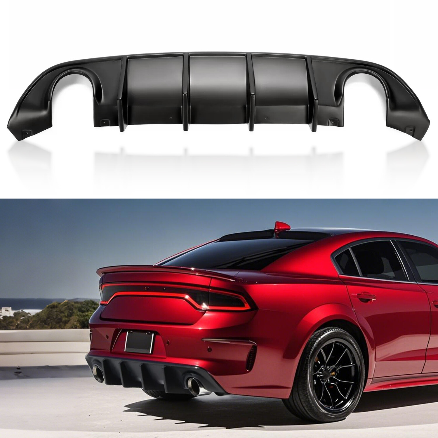 For Dodge Charger SRT Sedan 2015-2023 Rear Diffuser Bumper Lower Valance Lip For Dodge Charger SRT Sedan 2015-2023 Rear Diffuser Bumper Lower Valance Lip