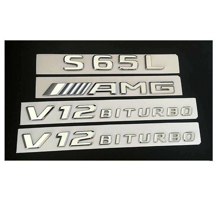 Chrome Trunk Fender Letters Emblems Badge for Mercedes Benz S65L AMG V12 BITURBO Chrome Trunk Fender Letters Emblems Badge for Mercedes Benz S65L AMG V12 BITURBO