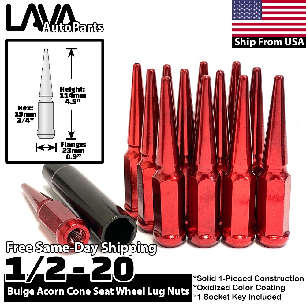 20x Red 1/2-20 Spike Lug Nut Fit Ford Explorer Taurus Mustang Ranger LTD Flex