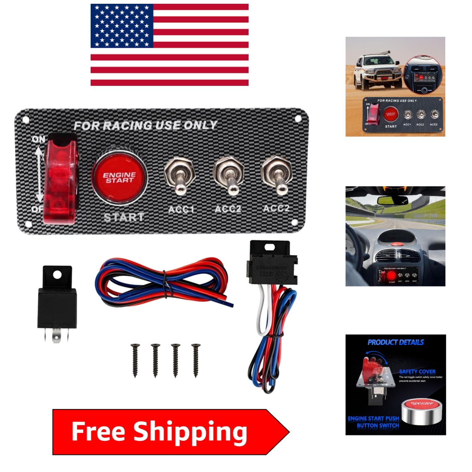 Sleek and Durable Racing Switch Panel: 5 Functions for Ultimate Vehicle Control Sleek and Durable Racing Switch Panel: 5 Functions for Ultimate Vehicle Control