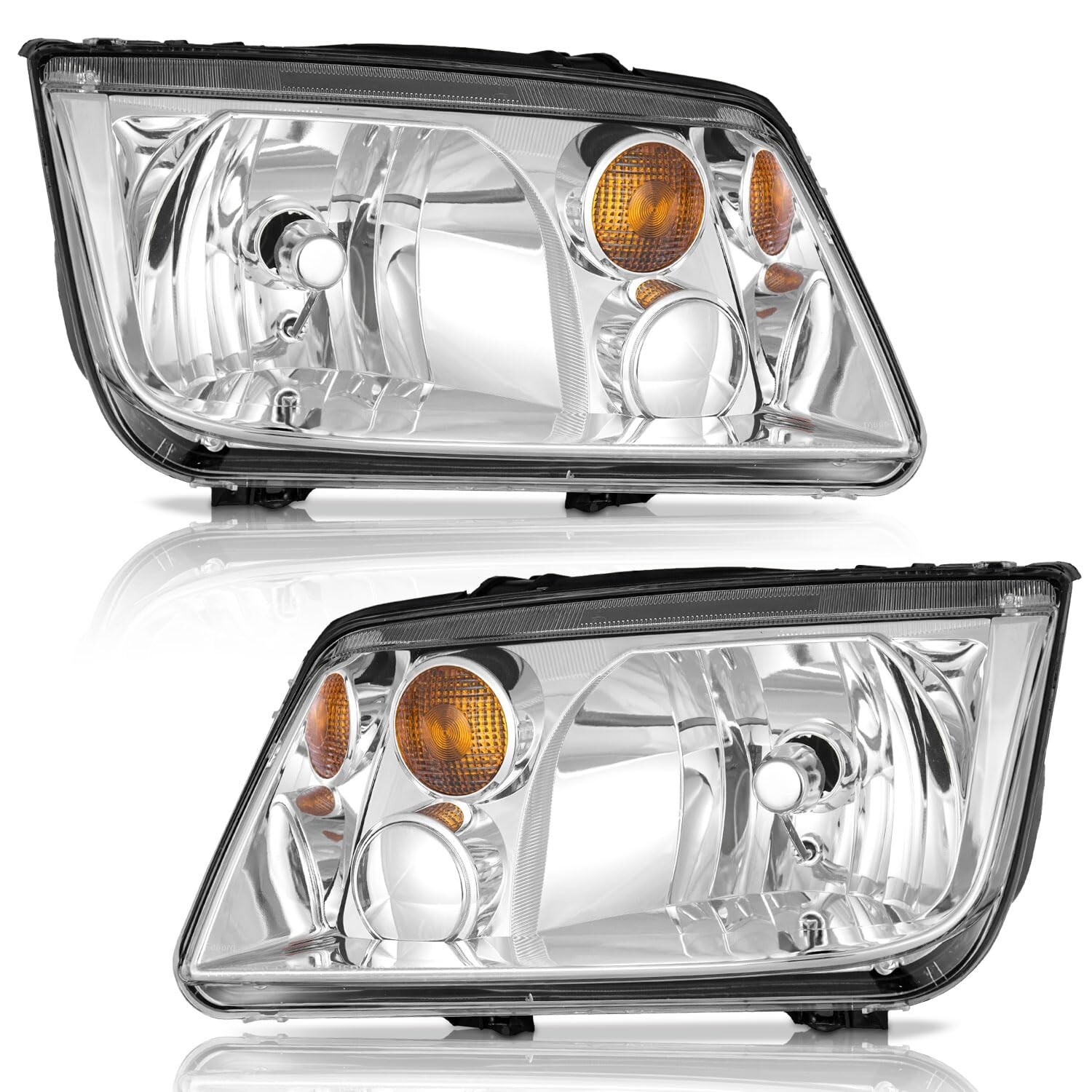 WEELMOTO Pair Headlights For 1999-2005 Volkswagen Jetta Bora Headlamp Left+Right