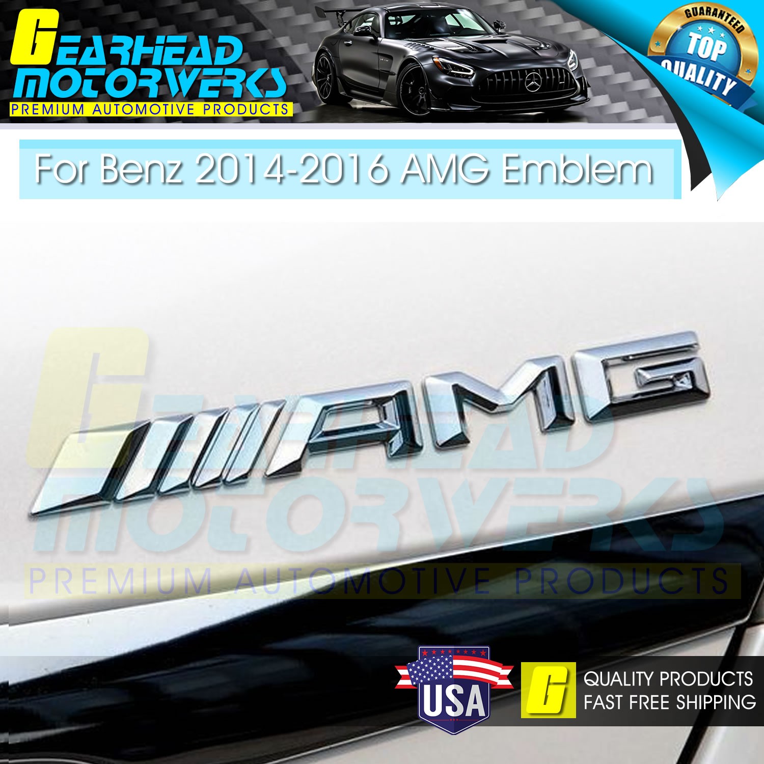 Chrome AMG Rear Trunk Emblem 3D Badge 2014-16 for Mercedes Benz C E S CL SL CL G