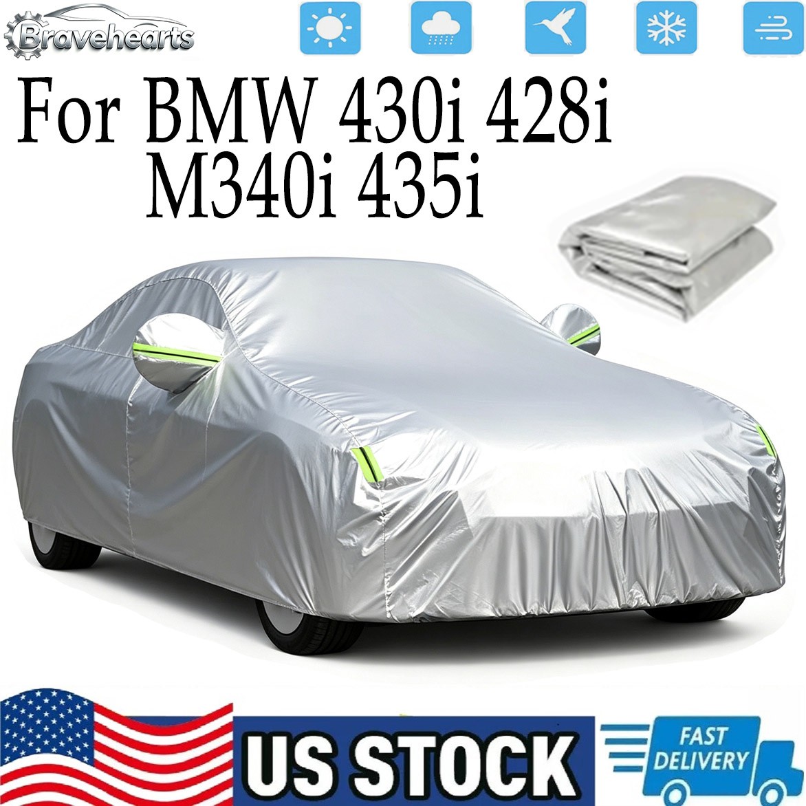 Outdoor Full Car Cover Waterproof Protection w/ bag For BMW 430i 428i M340i 435i