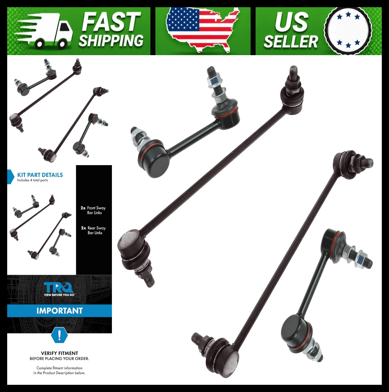 TRQ Front & Rear Sway Bar Stabilizer Link Set