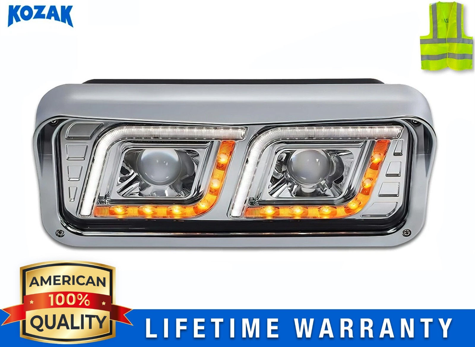 LED DRL DUAL Chrome Projector Headlight Left Side WESTERN STAR 6900 4900 4800. LED DRL DUAL Chrome Projector Headlight Left Side WESTERN STAR 6900 4900 4800.