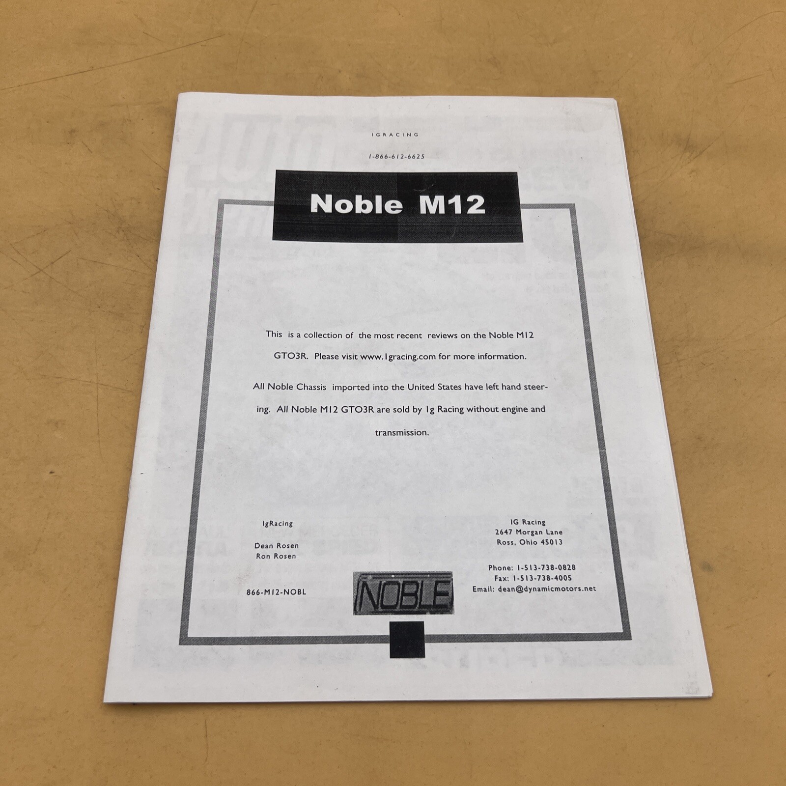 IG Racing Noble M12 GTO-3R Collection Of Reviews Catalog - Reprinted IG Racing Noble M12 GTO-3R Collection Of Reviews Catalog - Reprinted