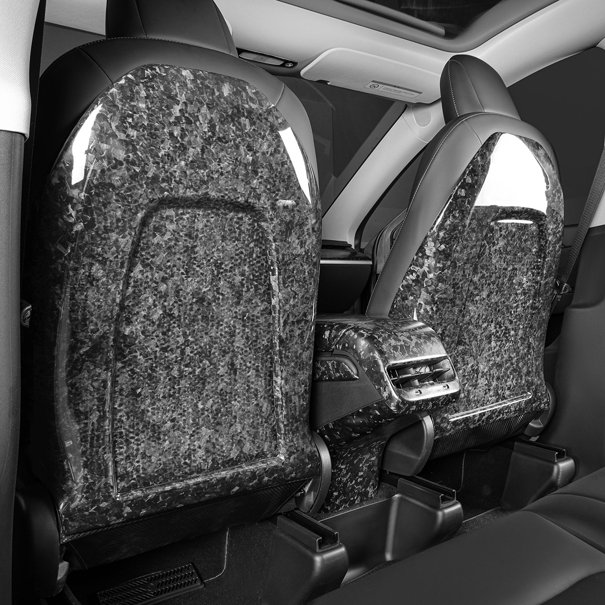 For 17-23 TESLA Model 3/Y Seat Back Pair Real Molded Forged Carbon Glossy Black