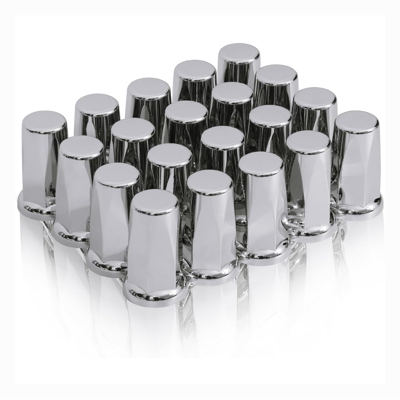 20/60 33mm 3-1/4\'\' H Chrome ABS Push-on Lug Nut Covers w/ Flange for Semi Truck 20/60 33mm 3-1/4\'\' H Chrome ABS Push-on Lug Nut Covers w/ Flange for Semi Truck
