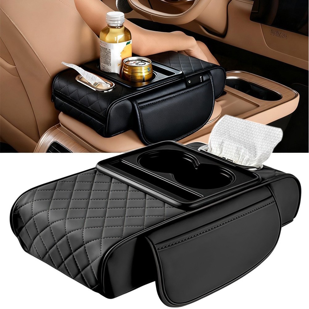 Car Armrest Cushion Center Console Cover with Cup Holder,Tissue Box,Phone Holder Car Armrest Cushion Center Console Cover with Cup Holder,Tissue Box,Phone Holder