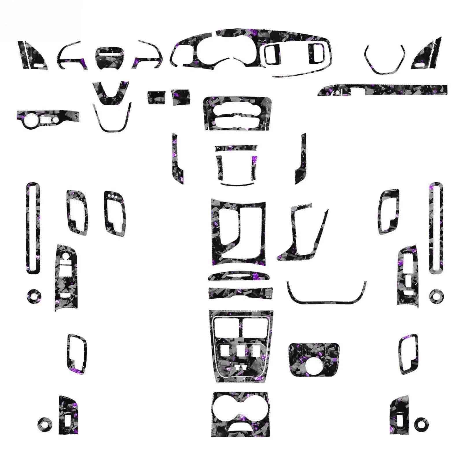 64Pcs Purple Forged Carbon Fiber Full Set of Trim for Dodge Charger  15-22