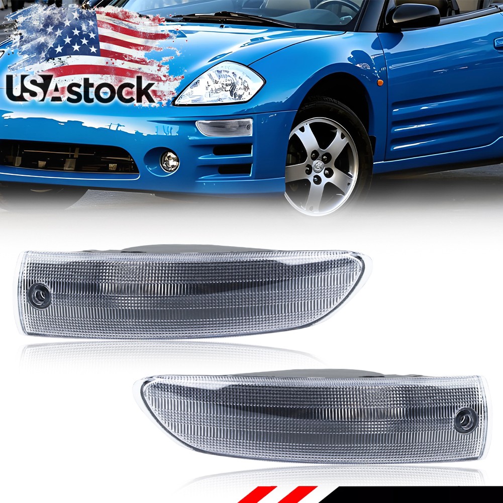 2X Clear Lens Front Bumper Turn Signal Lights For 2002-2005 Mitsubishi Eclipse