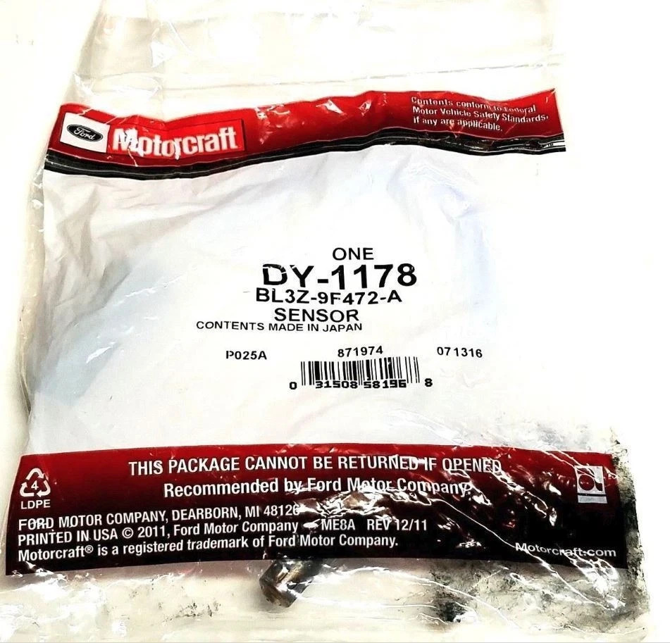 NEW 5-WIRE OXYGEN SENSOR- MOTORCRAFT# DY-1178; FORD# BL3Z-9F472-A, BL3A-9Y460-CA NEW 5-WIRE OXYGEN SENSOR- MOTORCRAFT# DY-1178; FORD# BL3Z-9F472-A, BL3A-9Y460-CA