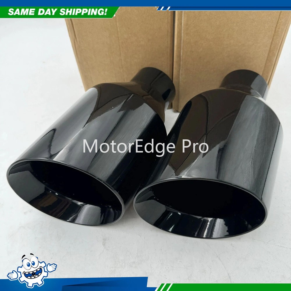2X Dodge RT SRT RAM 5″ Big Black Exhaust Tip 2.5″ Inlet Angle Cut Double Wall 2X Dodge RT SRT RAM 5″ Big Black Exhaust Tip 2.5″ Inlet Angle Cut Double Wall
