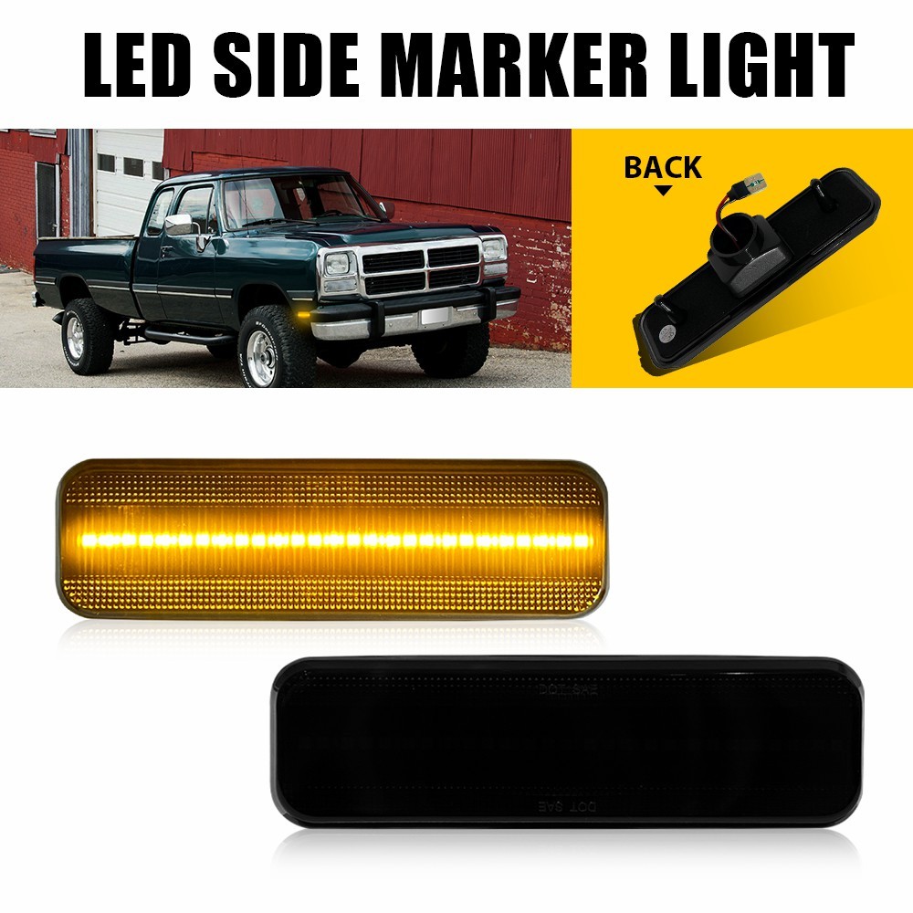 2PCS For Dodge 1981-1993 Dodge D150 D250 D350 Truck Front LED Side Marker Lights