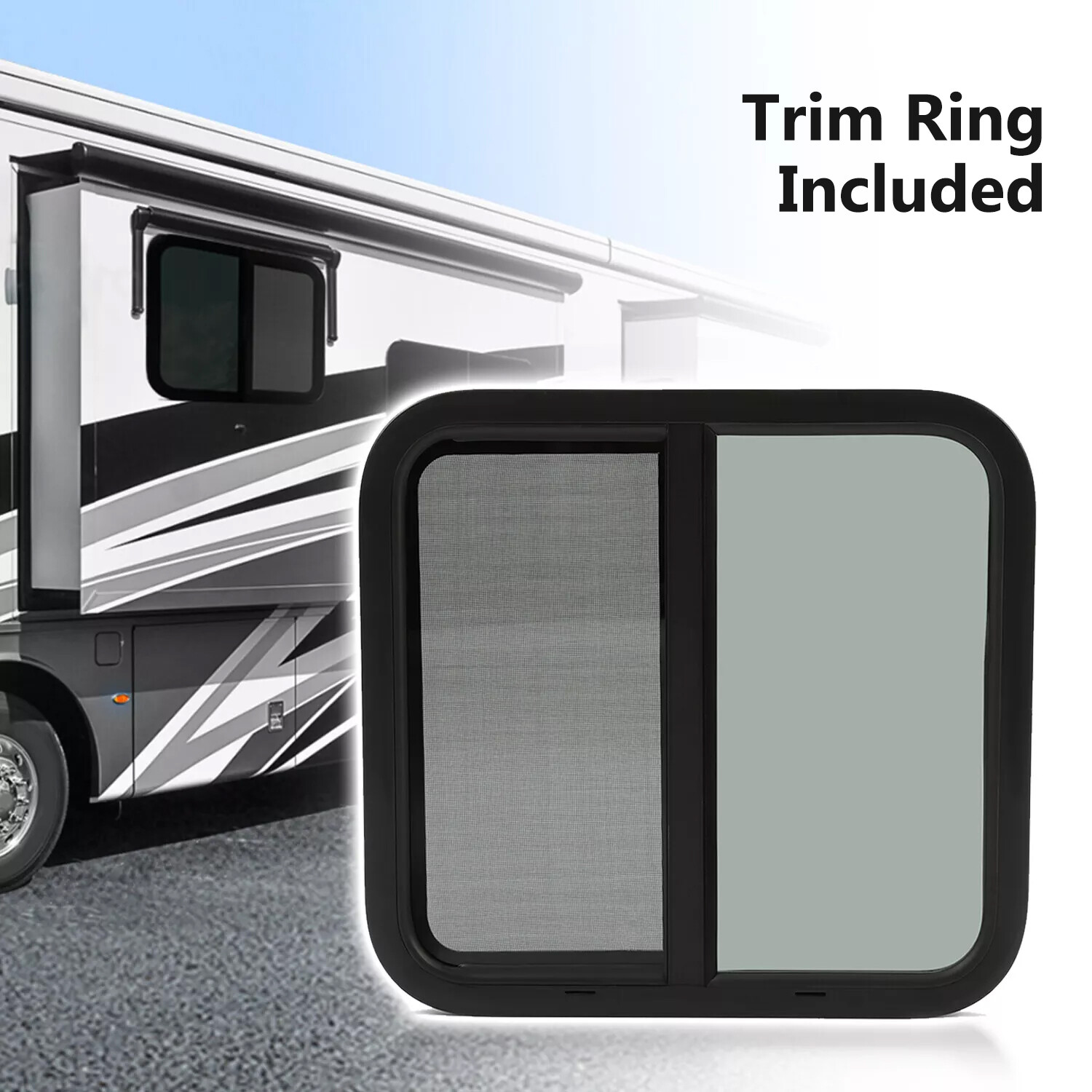 Horizontal Slide Square RV Window W/Trim Cargo 24\