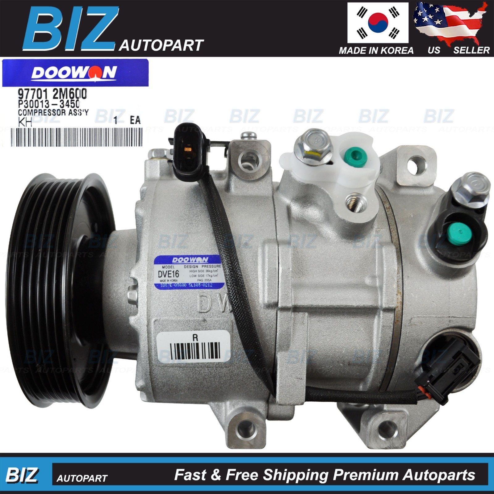 OEM A/C COMPRESSOR W/ CLUTCH FOR 2013-16 GENESIS COUPE 3.8L 97701-2M600