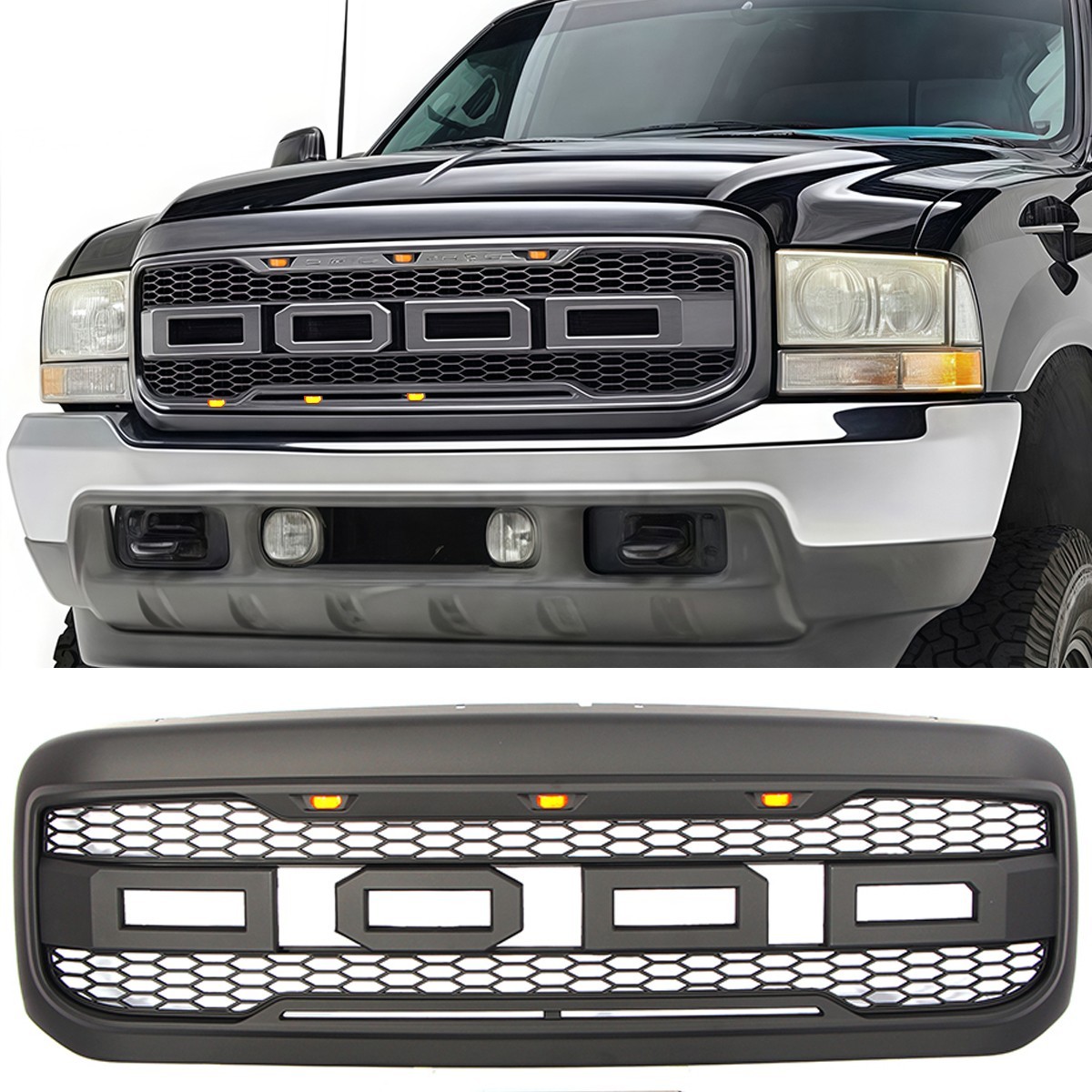 Front Grille Fits For 1999-2004 Ford F250 F350 F450 Super Duty Grill W/Lights Front Grille Fits For 1999-2004 Ford F250 F350 F450 Super Duty Grill W/Lights