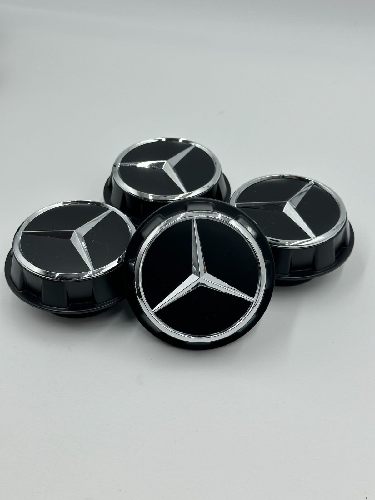 4pcs Mercedes Benz C63s E63s CLS63s AMG Black Chrome Center Caps Screw On 60mm 4pcs Mercedes Benz C63s E63s CLS63s AMG Black Chrome Center Caps Screw On 60mm